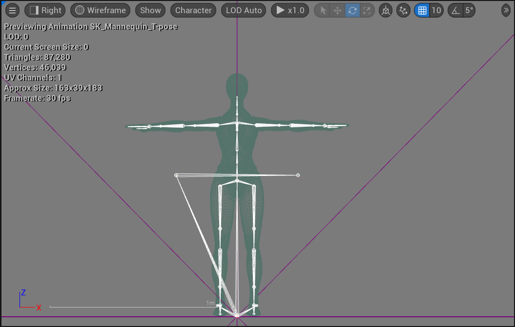 T-pose of Character for live streaming and offline animation