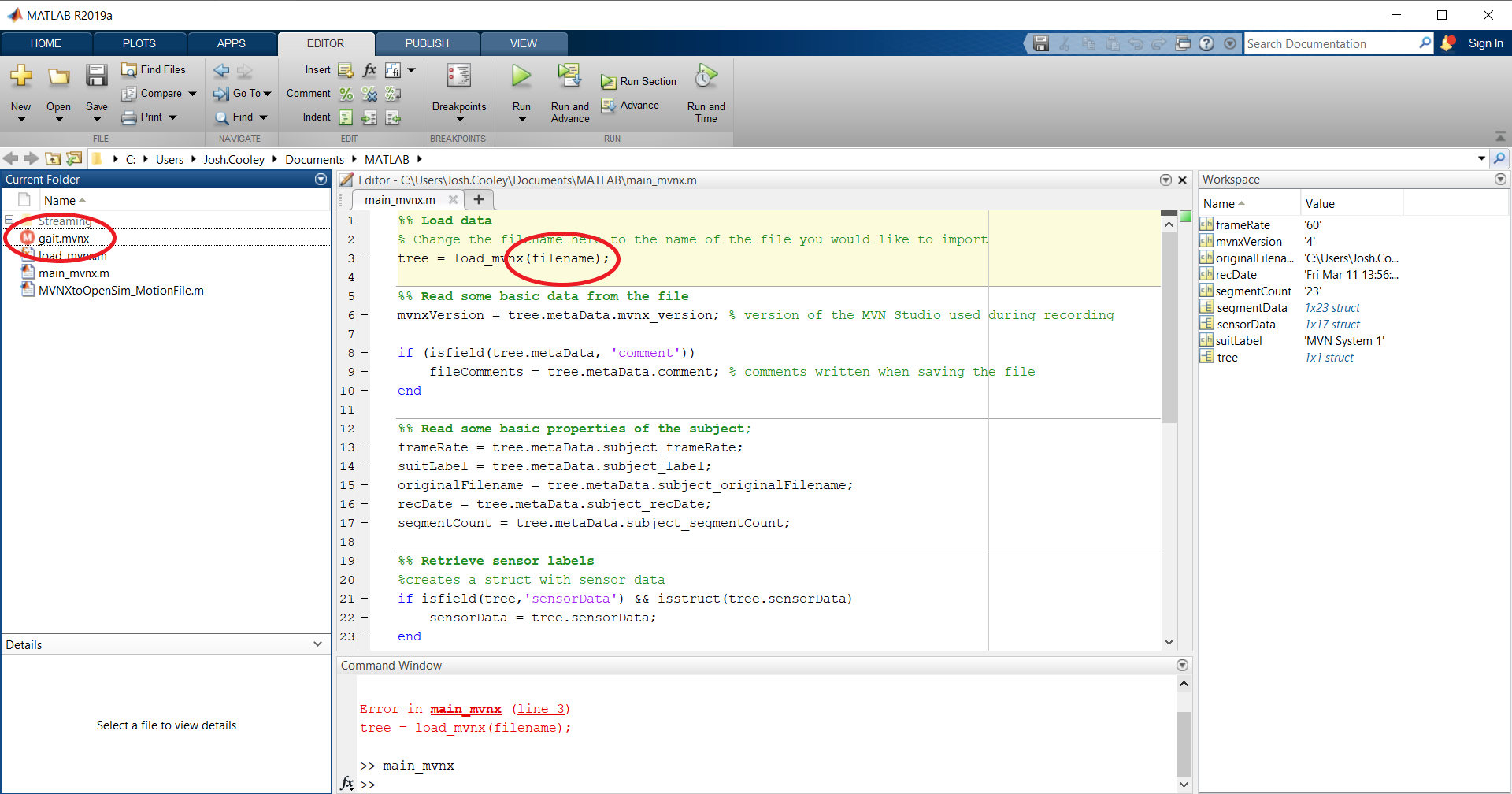 MATLAB script to read MVNX files