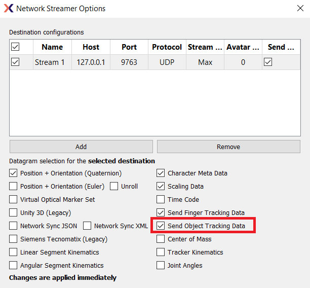 MVN MotionBuilder Live Plugin Advanced Features